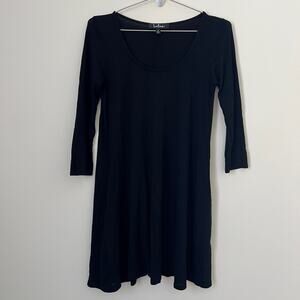 Lulus Black 3/4 Sleeve A Line Dress Size S